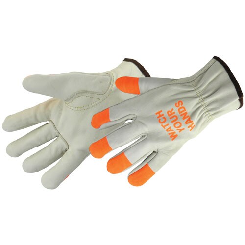Select Cowhide Hi-Vis Fingers Drivers in Hi-Vis Orange